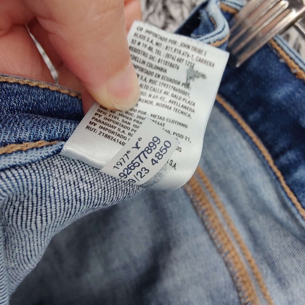 American Eagle Womens Super High Rise Flare Wide 70s Festival Retro Jeans 4 Blue - Picture 9 of 16